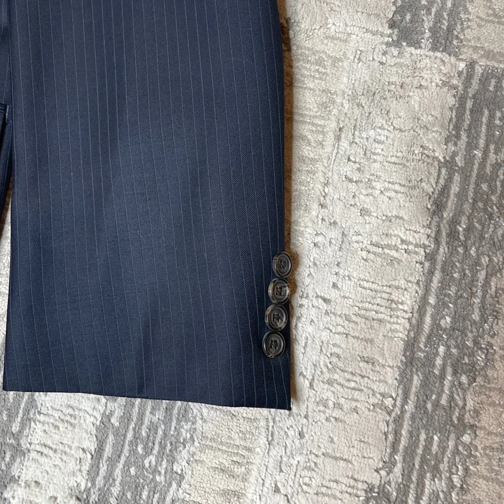 Lauren Ralph Lauren Mens 42L‎ Navy Blue Pinstripe Wool 2-Button Blazer Jacket